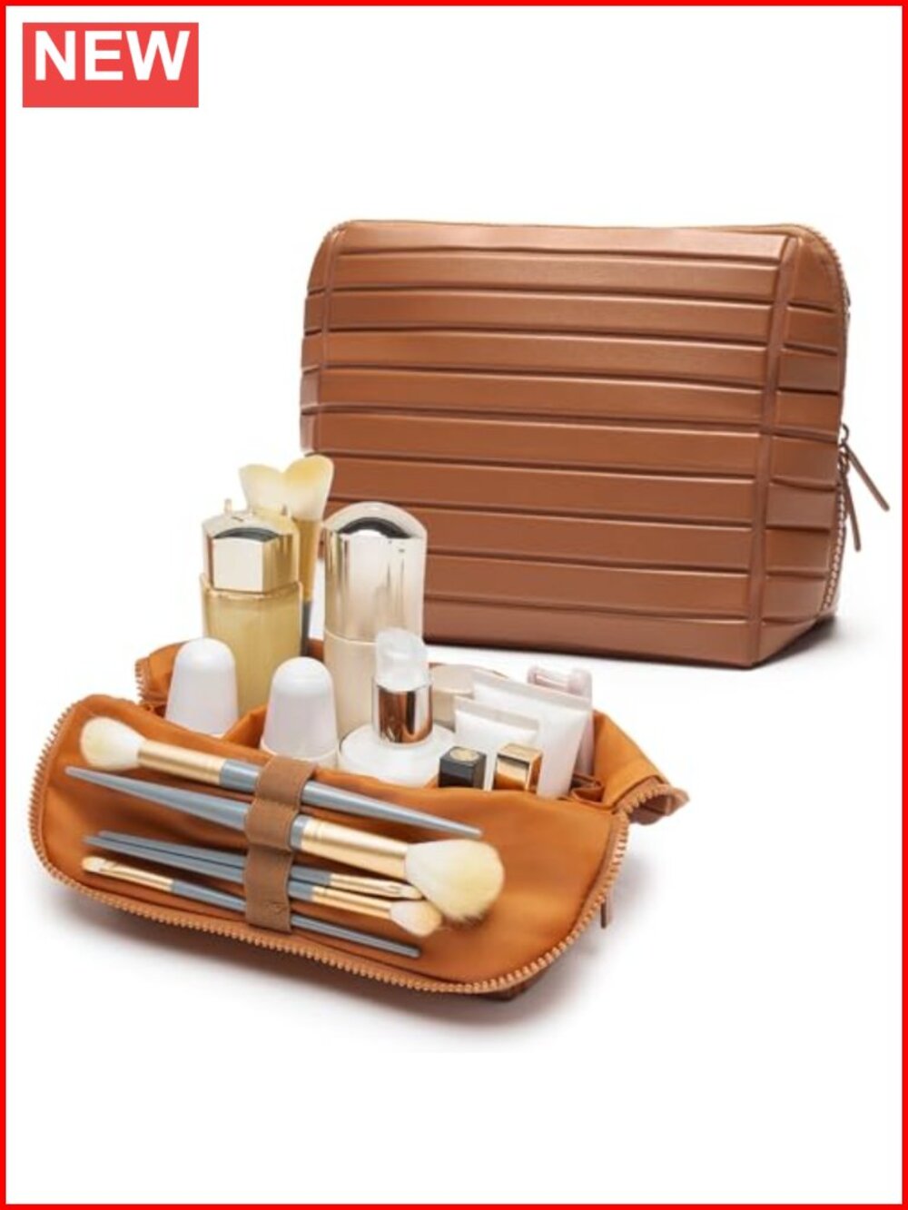 PU Leather Travel Makeup Bag Large Capacity Cosmetic Organizer Wide-open Pouch